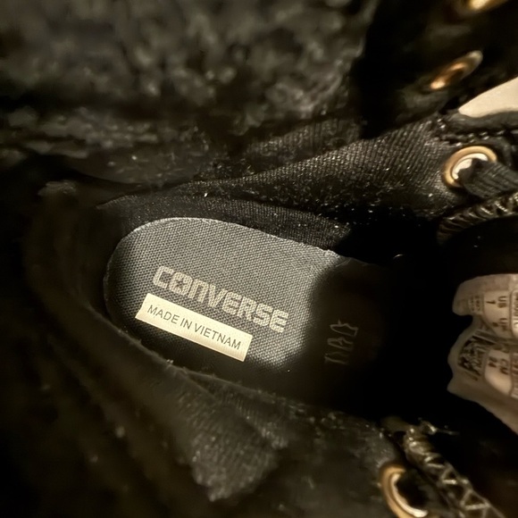 Converse Women Size 7 All Star Hidden Wedge Shoes Olive Green Suede Sherpa - Picture 10 of 12